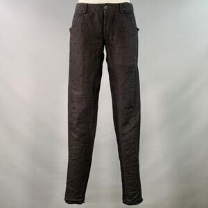 LAYER-O Size 4 Black Linen Narrow Leg Tapered Button Fly Casual Pants